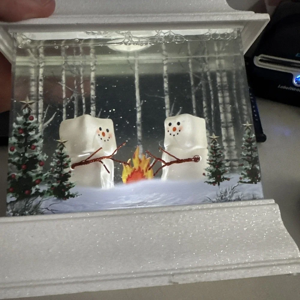 Confetti Lites Lighted Swirl Marshmallow Snowman Campfire Lantern #Shelf